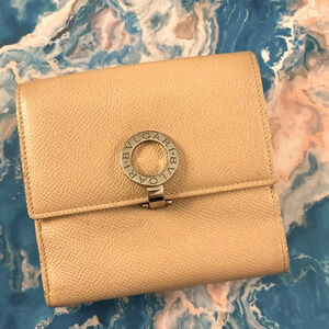 ❤️ Bvlgari Bulgari pre-loved authentic beige small wallet, silver hardware